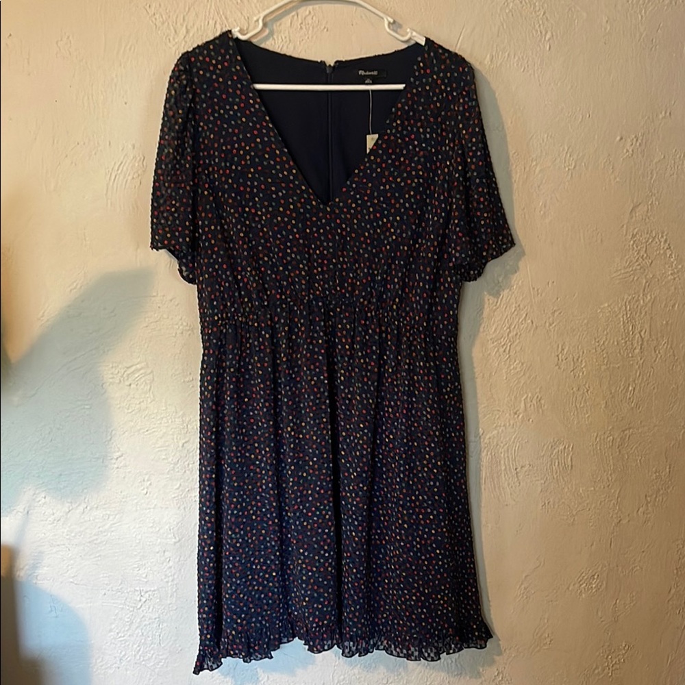 Madewell Chic Navy Blue Polka Dot Dress - Picture 2 of 9